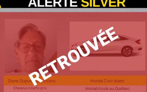 FIN DE L'ALERTE SILVER - Diane Dupont Desrosiers RETROUVÉE