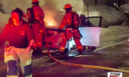 Véhicule en feu à Beauport dans le secteur nord