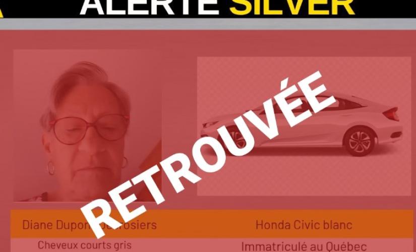 FIN DE L'ALERTE SILVER - Diane Dupont Desrosiers RETROUVÉE