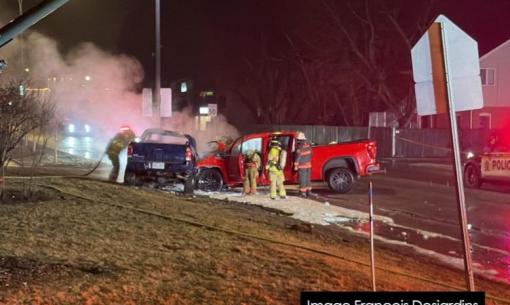 Accident à St-Georges de Beauce : les victimes extirpées des véhicules en feu