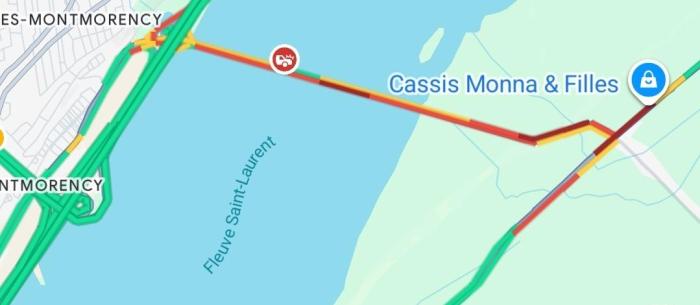 Accident collision frontale sur le pont de l'Île-d'Orléans 