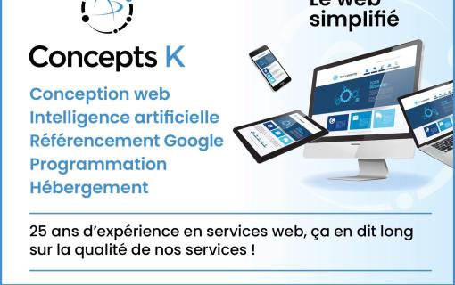 Agence Concepts K, 25 ans d'expérience en conception web, référencement Google, stratégies et solutions pour sites web