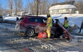 Accident impliquant deux véhicules sur la route Fossambault à Sainte-Catherine-de-la-Jacques-Cartier