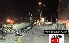 Accident capotage sur l'autoroute 20 à Lévis 