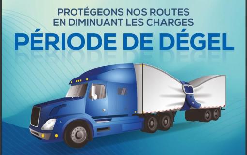Période de dégel 2026 -   Début de la période de restrictions de charges des véhicules lourds dans la zone 1 
