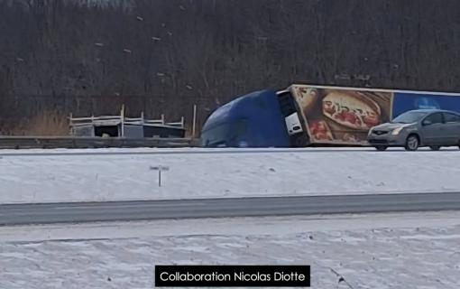 Accident impliquant un camion semi-remorque et une camionnette sur l’autoroute 20 à Lévis