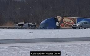 Accident impliquant un camion semi-remorque et une camionnette sur l’autoroute 20 à Lévis
