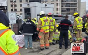 Québec - Bête accident une personne s'est retrouvée sous son véhicule