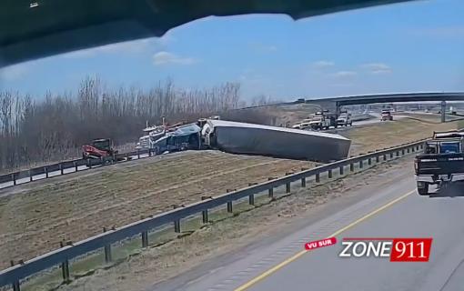 Accident : Un camion semi-remorque renversé sur l'autoroute 30