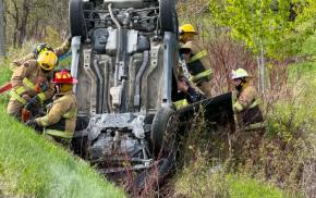 Accident capotage sur la route 132 à Ste-Croix de Lotbinière