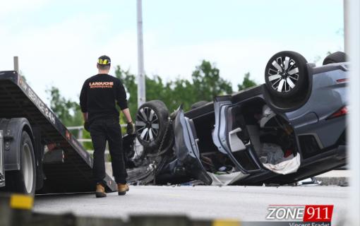 Québec - Accident collision frontale sur le viaduc de la route Ste-Geneviève à Val-Bélair