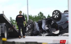 Québec - Accident collision frontale sur le viaduc de la route Ste-Geneviève à Val-Bélair