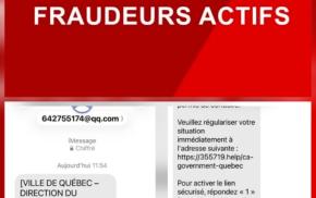 ALERTE PRUDENCE Mise en garde de la Ville de Québec : des textos frauduleux circulent