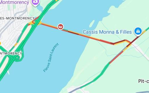 Accident collision frontale sur le pont de l'Île-d'Orléans