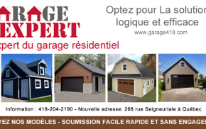 Construction garage résidentiel : «Garage expert» Québec, Lévis, Charlesbourg, Beauport, Portneuf, Lotbinière- sur mesure et personnalisé