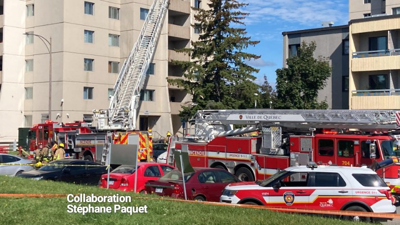  Incendie à Québec dans l'une des tours Bardy secteur Limoilou aux limites de Beauport 
