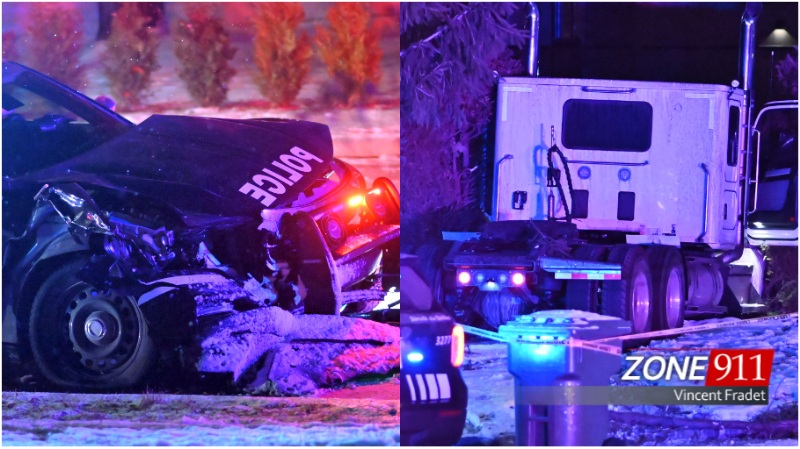Poursuite policière rocambolesque avec un camion semi-remorque dans la région de Beaupré