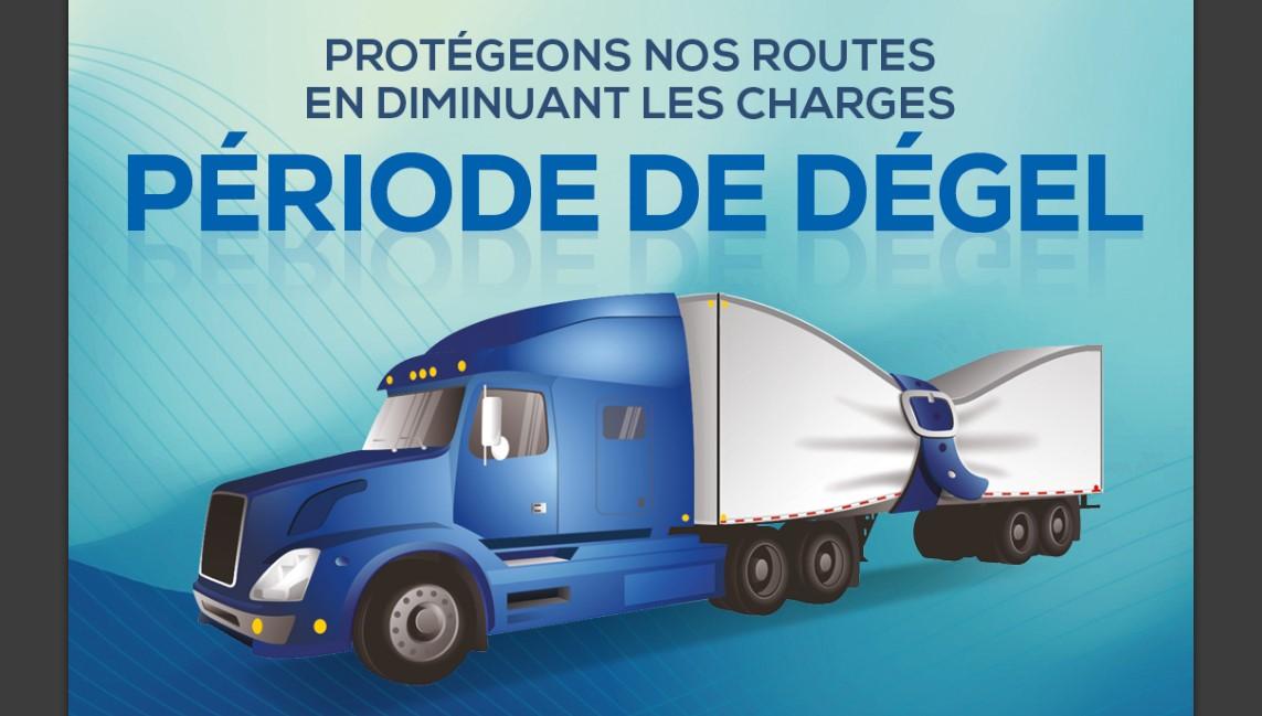 Période de dégel 2026 -   Début de la période de restrictions de charges des véhicules lourds dans la zone 1 