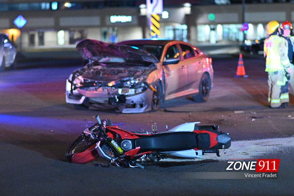 Accident sur le boulevard Henri-Bourassa impliquant une moto et un véhicule