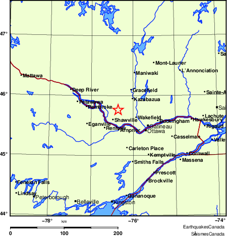 Tremblement de terre dans la région de l’Outaouais