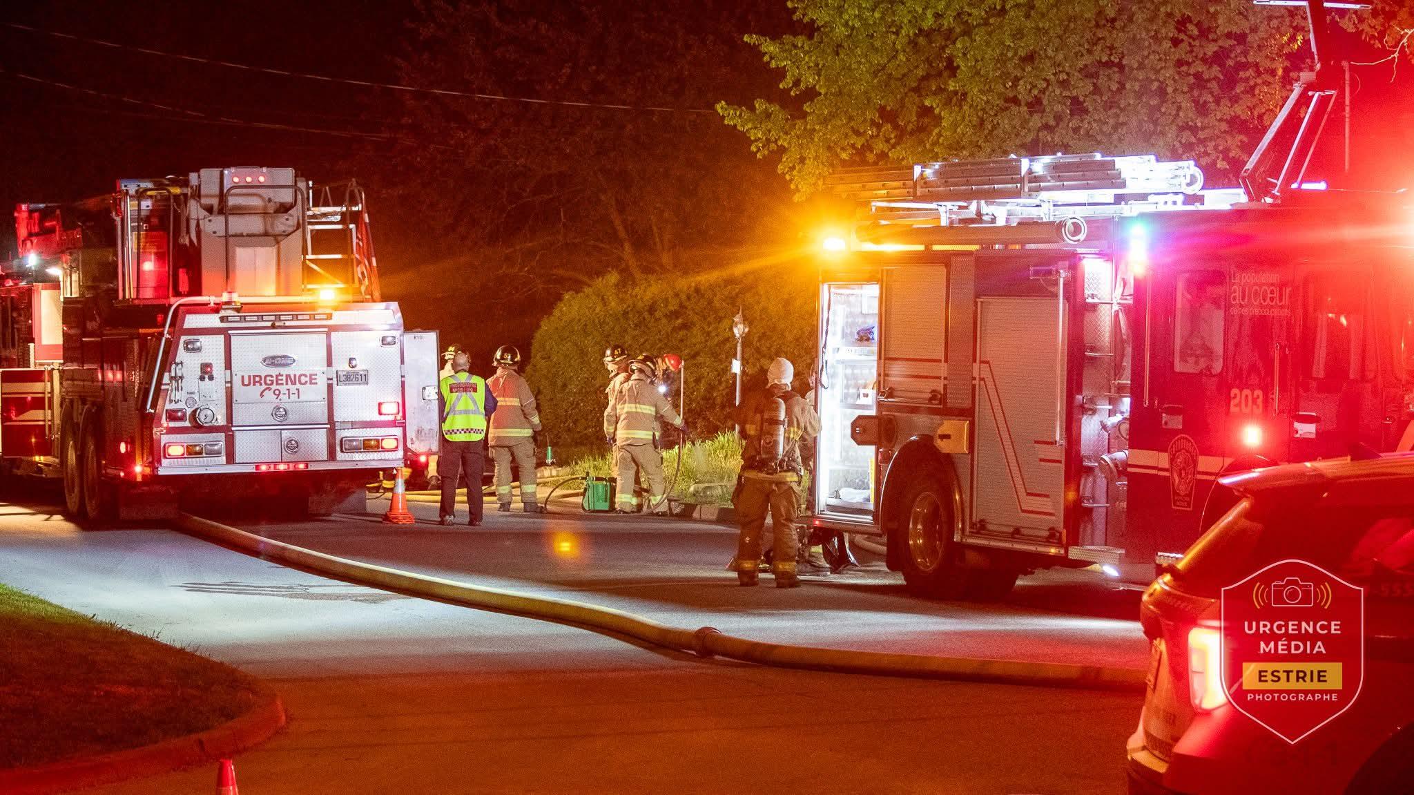Intervention incendie à Sherbrooke 