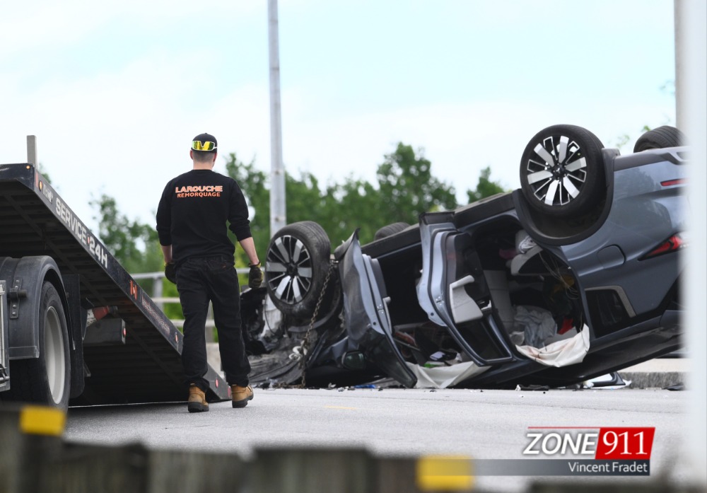 Québec - Accident collision frontale sur le viaduc de la route Ste-Geneviève à Val-Bélair 