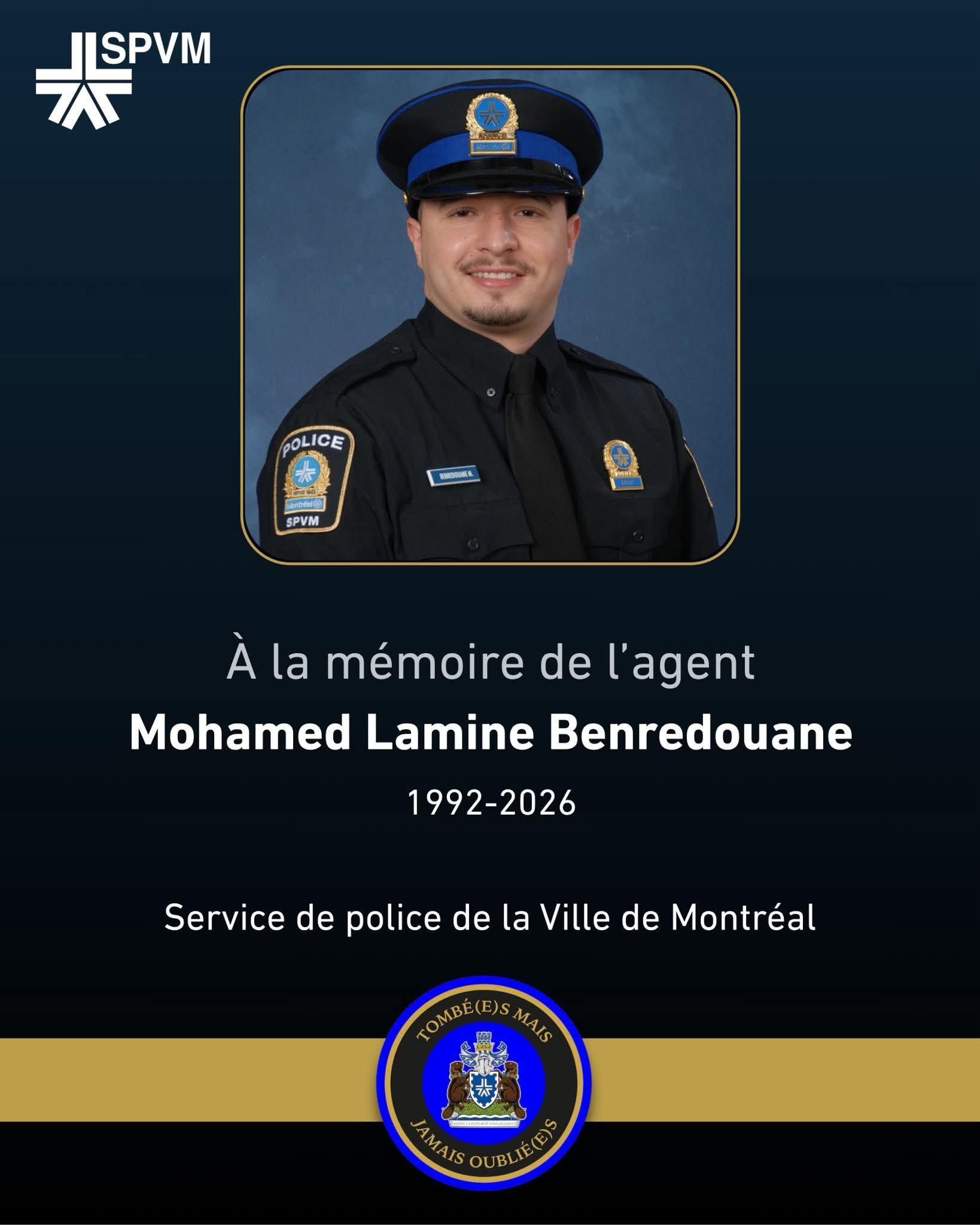 SPVM : L'agent Mohamed Lamine Benredouane est décédé dans l’exercice de ses fonctions