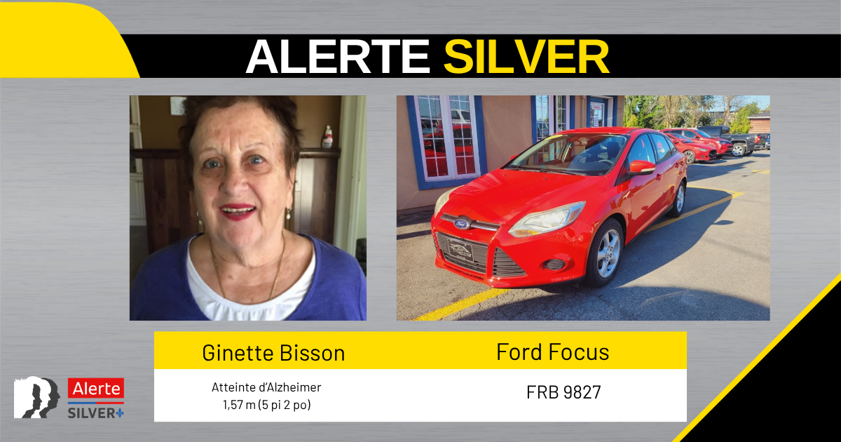 ALERTE SILVER EN COURS Pour retrouver Ginette Bisson 79 ans